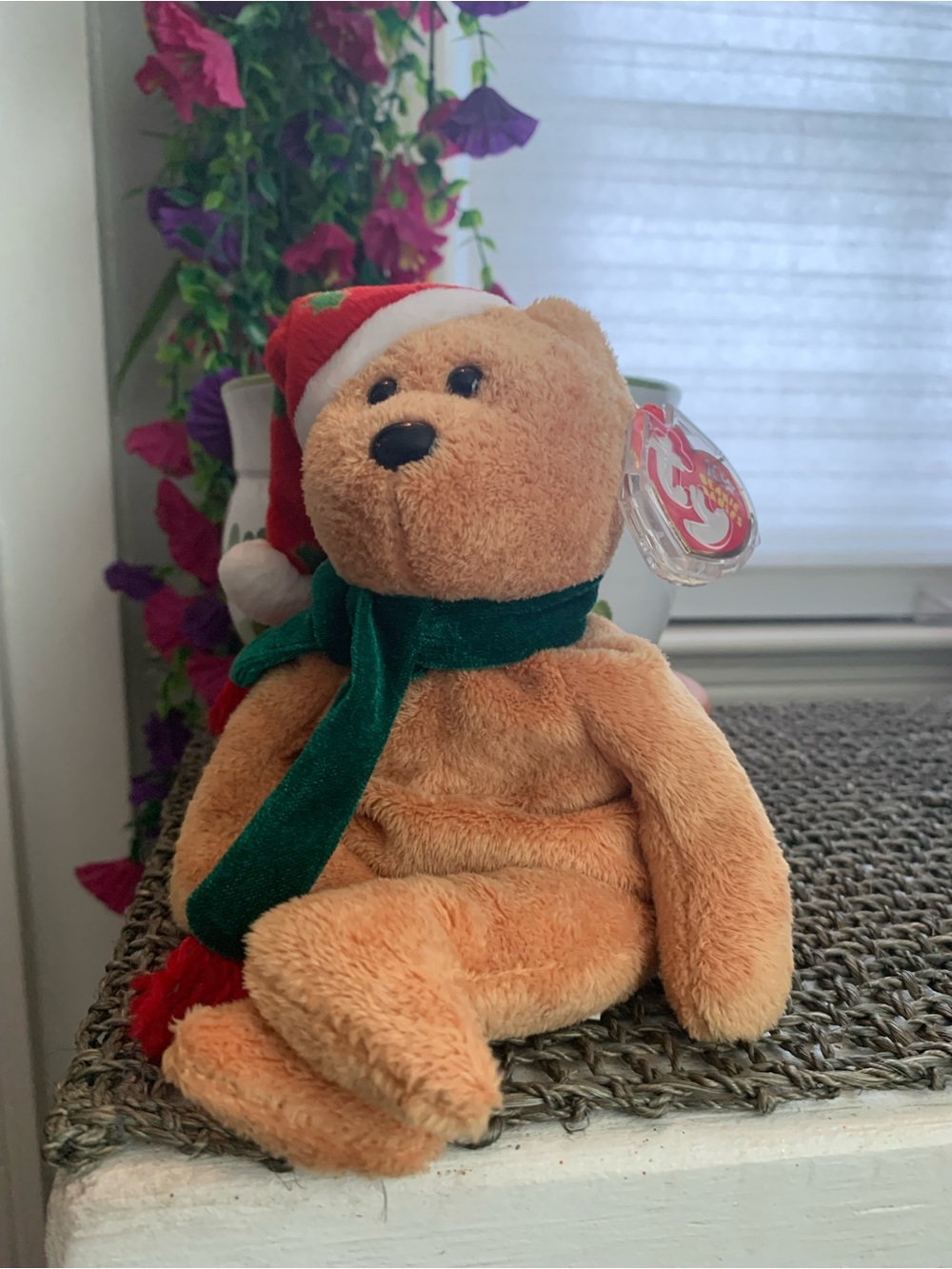 Ty 2003 NWT Plush Holiday Beanie Baby with Green Scarf and Red Hat